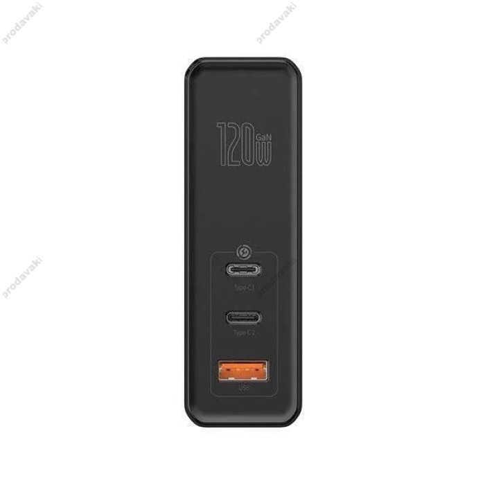 Мережевий зарядний пристрій Baseus GaN2 Pro Quick Charger 2C+U Type-C cable 120W Black CCGAN-J01